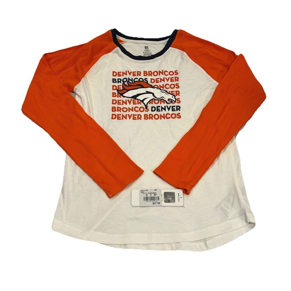 Denver Broncos Shirt Girls XL 14-16 Long Sleeve Football NFL Team Apparel New